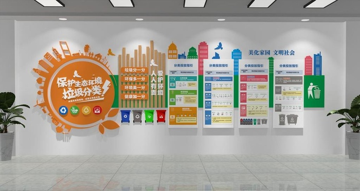 精美垃圾分类文化墙图片cdr矢量模版下载