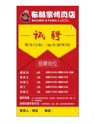烤肉招聘海报图片