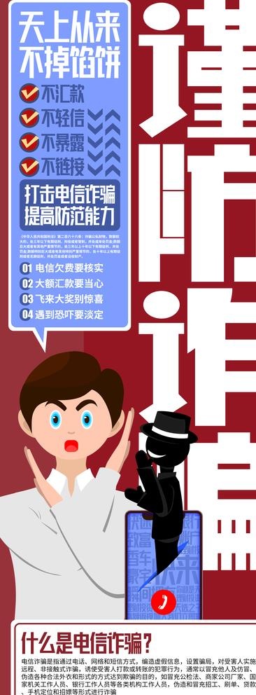谨防诈骗图片(4134x10630)psd模版下载