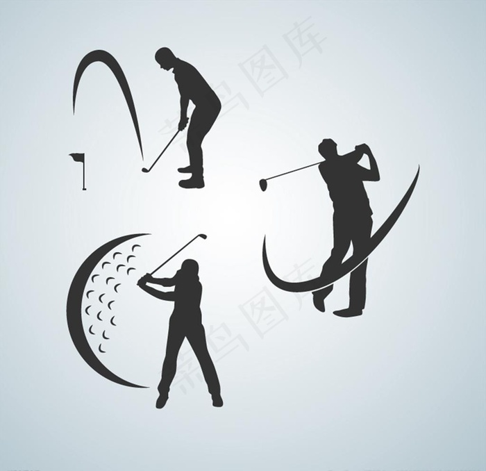 高尔夫球手剪影图片