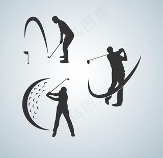 高尔夫球手剪影图片