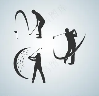 高尔夫球手剪影图片