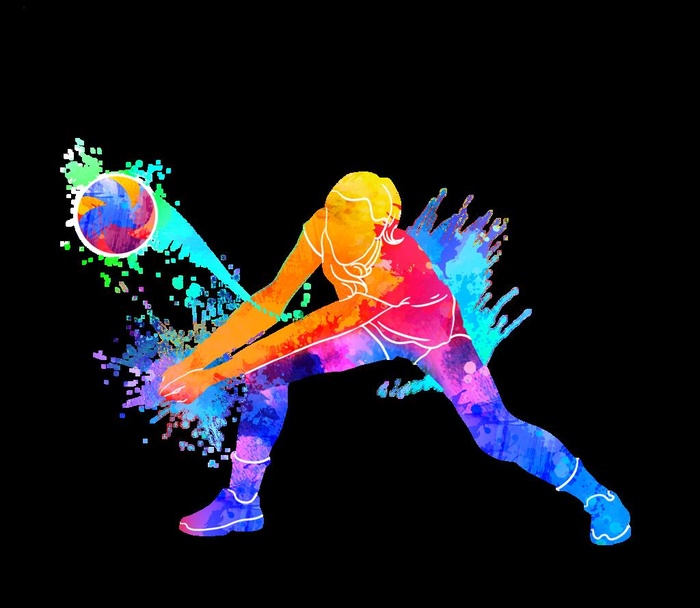 创意排球运动员剪影图片