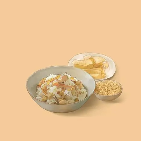 手绘黄豆和豆皮拌饭图片psd模版下载