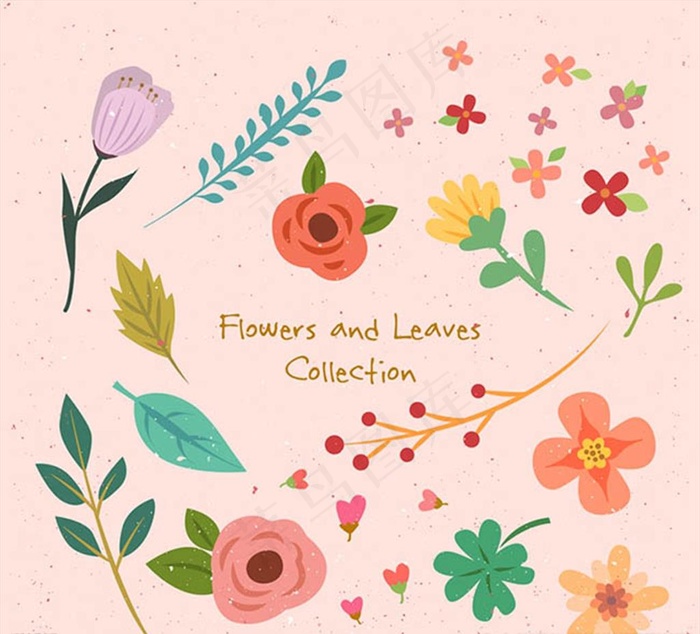 彩色花朵和叶子图片