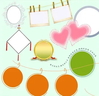 晒衣绳儿童相册画框模板图片