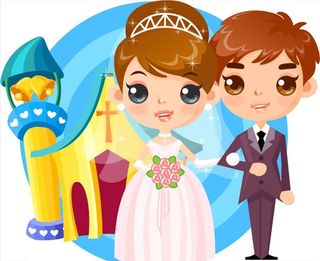 卡通新郎新娘图片