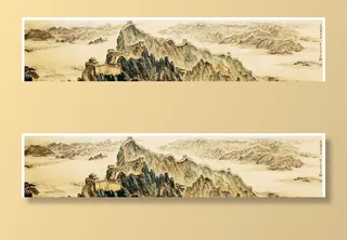 古画万里长城山河画图片