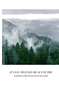 北欧意境云雾森林风景装饰画客厅图片