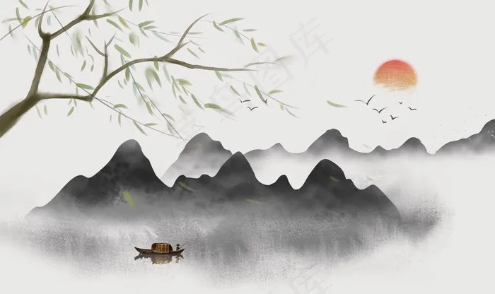 水墨山水图片(9071x5669)psd模版下载