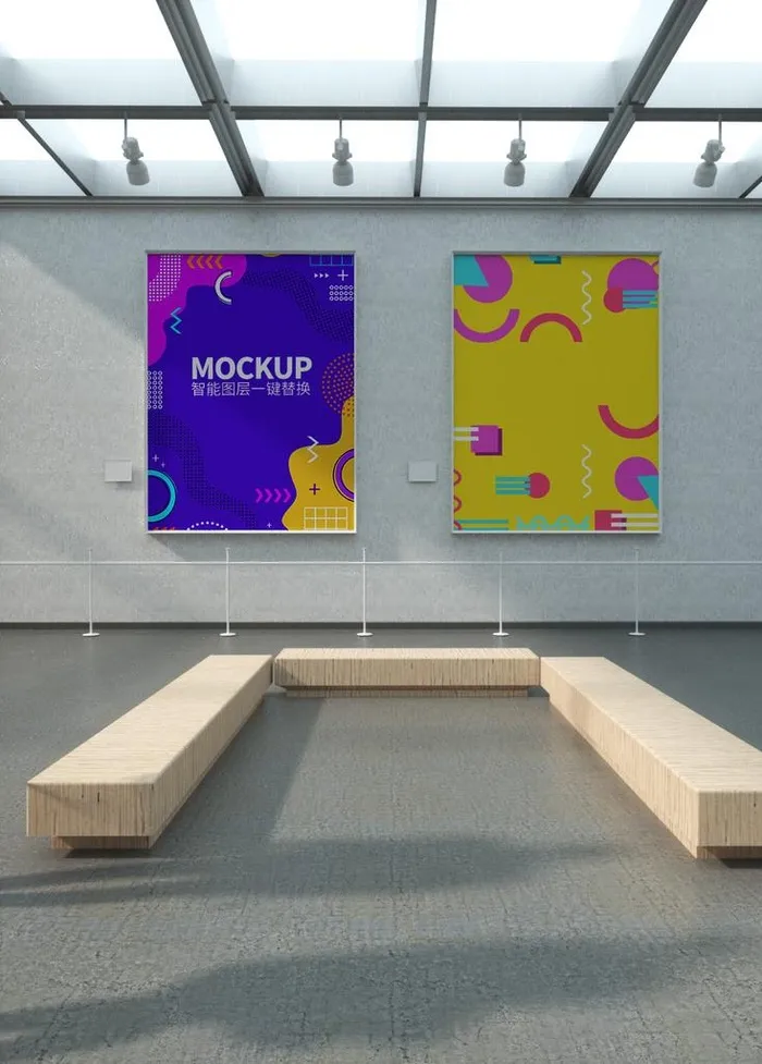 墙壁挂板展示样机图片(1024x1369)psd模版下载
