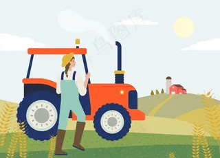 农场耕作插画图片