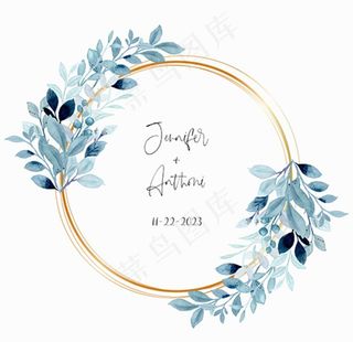 手绘植物花卉金边素材矢量图片