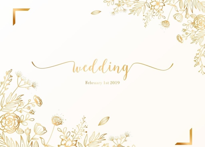 小清新婚礼背景 手绘线条花朵图片