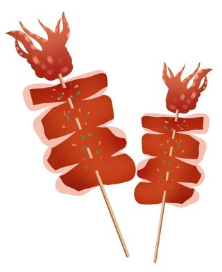 烤鱿鱼插画图片