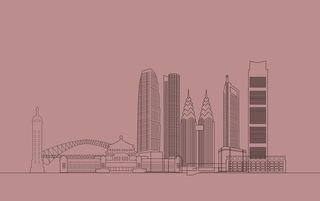 重庆地标都市线稿图片