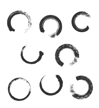 中国风水墨画墨圈元素图片