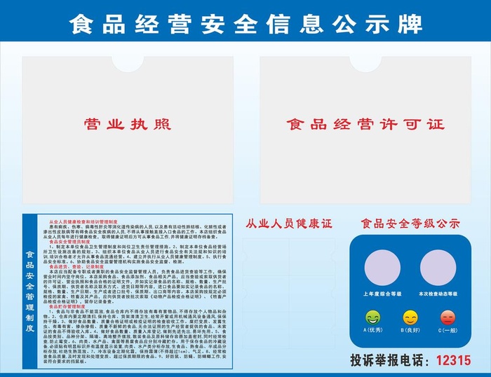 食品经营安全信息公示栏图片cdr矢量模版下载