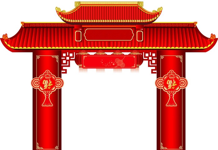 红色门楼牌坊图片(9055x6496)psd模版下载
