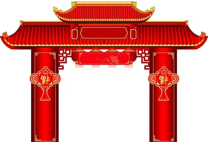 红色门楼牌坊图片(9055x6496)psd模版下载