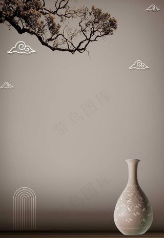 莫兰迪花瓶树枝海报图片