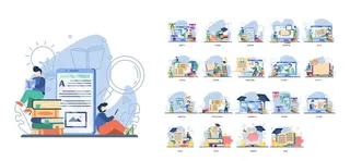 19组矢量在线学习教育插画图片