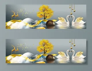 发财鹿装饰画图片