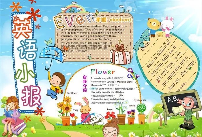 英语小报自我介绍图片(4961x3508)psd模版下载
