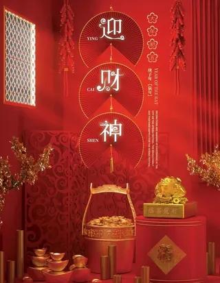 财神到 财神新年海报图图片