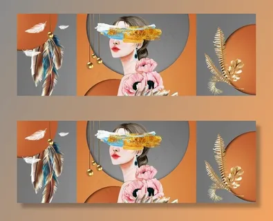 抽象美女羽毛几何图形装饰画图片 抽象美女羽毛几何图形装饰画图片