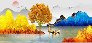 新中式山水装饰画图片