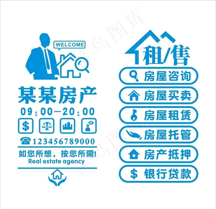 房产中介玻璃贴图片cdr矢量模版下载
