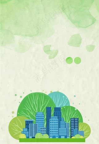 绿色城市发展漫画海报图片