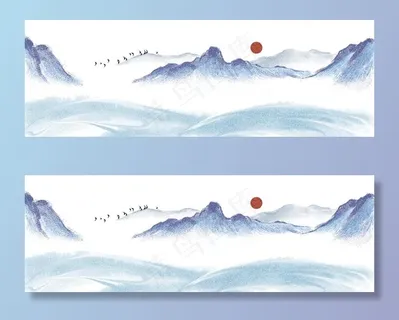 古风山水传统国风水彩背景素材图片 古风山水传统国风水彩背景素材图片