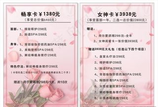 美容项目表图片