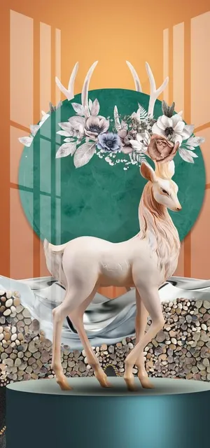 北欧麋鹿晶瓷画装饰画玄关图片 北欧麋鹿晶瓷画装饰画玄关图片