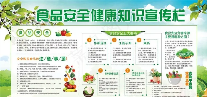 食品安全健康知识宣传栏图片(9449X4724(DPI:200))psd模版下载