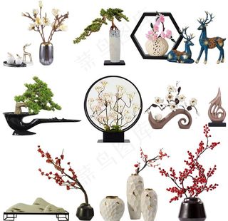 新中式花瓶摆件软装饰品素材图片
