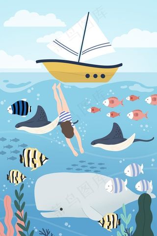 卡通海洋生物插画图片