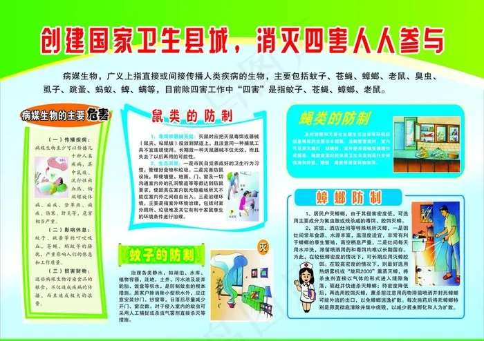 消灭四害 环境卫生图片cdr矢量模版下载