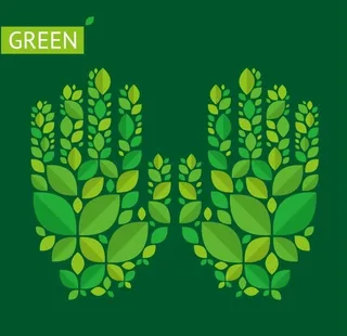 绿色树叶双手图片