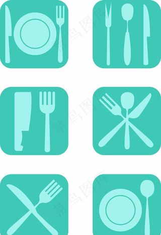 矢量可编辑餐具厨具刀叉盘子图标图片