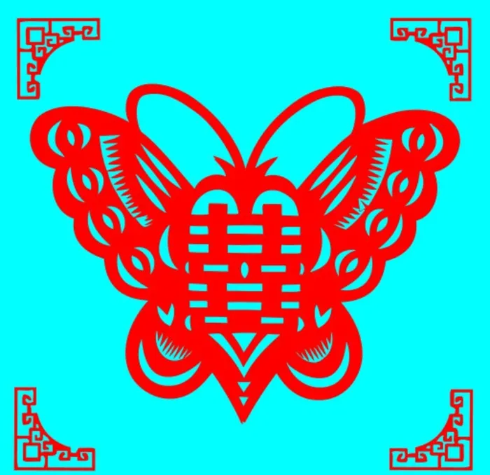 蝴蝶双喜剪纸图片ai矢量模版下载