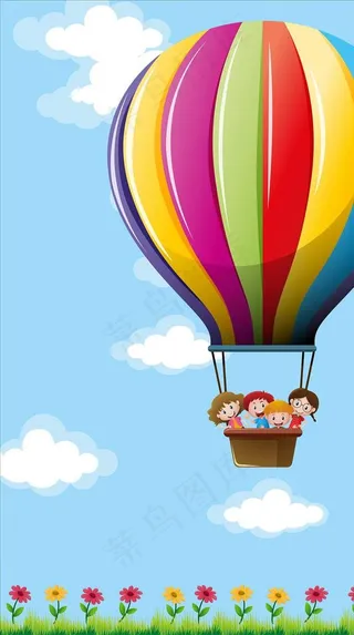 小孩热气球图片