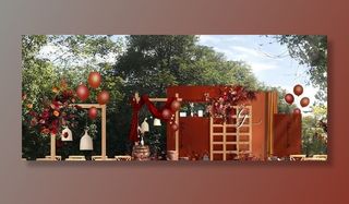 秋色户外婚礼主舞台效果图图片