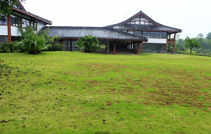 园区建筑草地图片