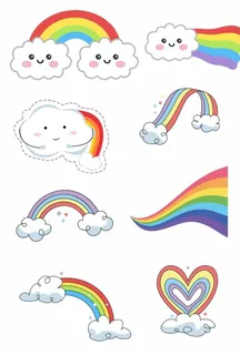 卡通彩虹贴纸元素幼儿矢量图图片 卡通彩虹贴纸元素幼儿矢量图图片