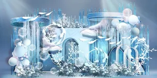 蓝白色婚礼图片