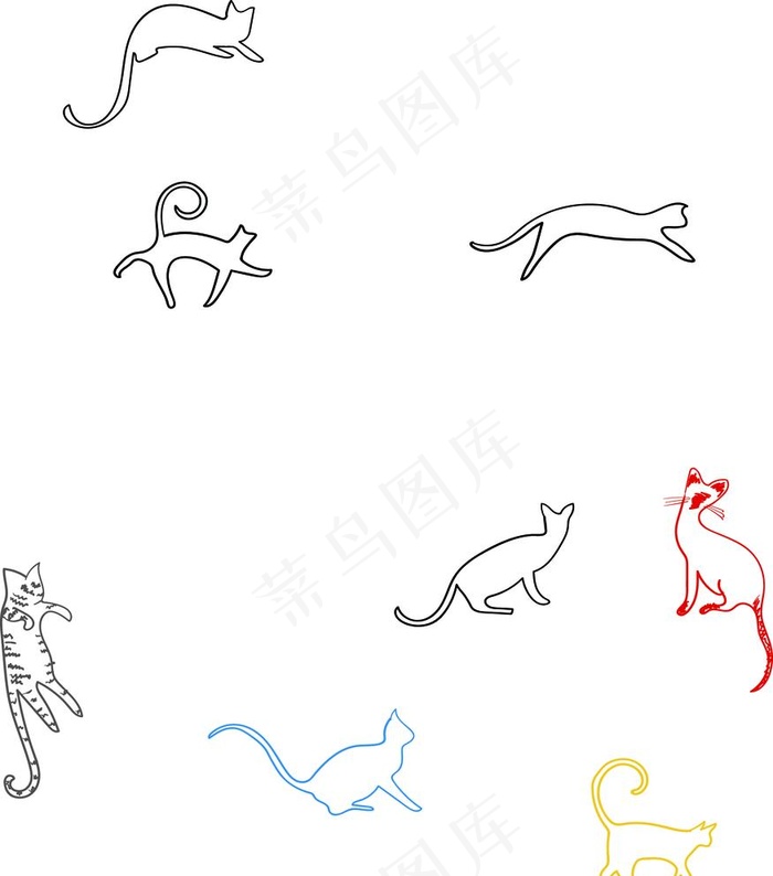 猫咪线条图图片
