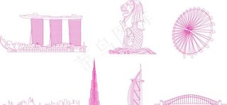 世界著名建筑线描图片